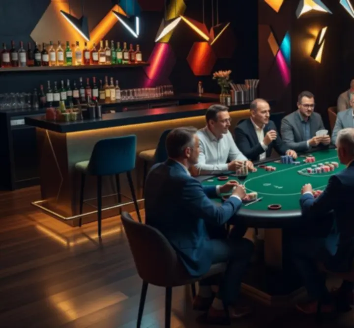 Stół do gry połączony z przestrzenią restauracji w eleganckim, kolorowym wnętrzu Zagrywka Zone
